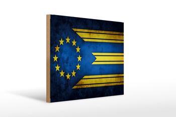 Drapeau panneau en bois 40x30cm drapeau Europe 1
