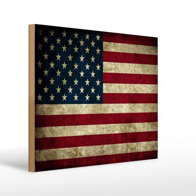 Cartello bandiera in legno 40x30 cm Stati Uniti America USA