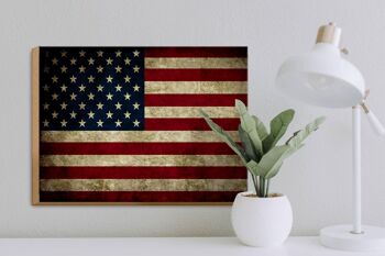 Drapeau en bois 40x30cm États-Unis Amérique USA 3