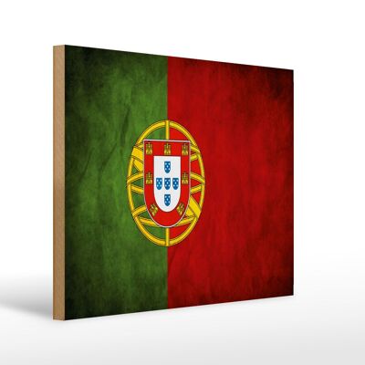 Drapeau panneau en bois 40x30cm drapeau Portugal