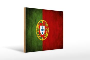 Drapeau panneau en bois 40x30cm drapeau Portugal 1