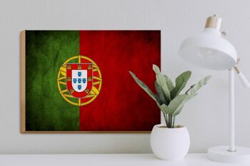 Drapeau panneau en bois 40x30cm drapeau Portugal 3