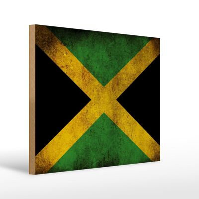 Bandera cartel de madera 40x30cm Bandera de Jamaica