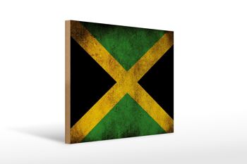 Drapeau panneau en bois 40x30cm drapeau Jamaïque 1