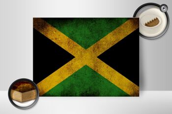 Drapeau panneau en bois 40x30cm drapeau Jamaïque 2