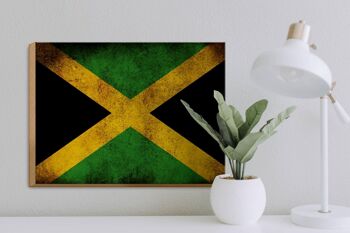 Drapeau panneau en bois 40x30cm drapeau Jamaïque 3