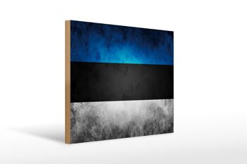 Drapeau panneau en bois 40x30cm drapeau Estonie 1