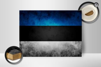 Drapeau panneau en bois 40x30cm drapeau Estonie 2