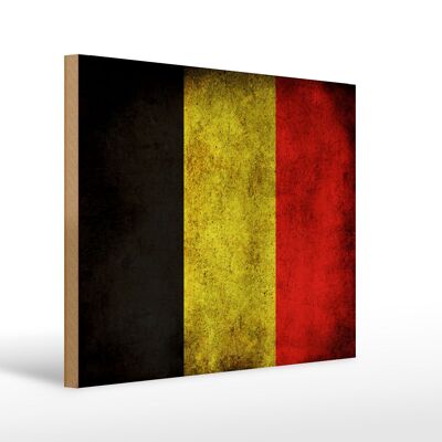 Letrero de madera bandera 40x30cm Bandera de Bélgica