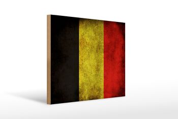 Drapeau panneau en bois 40x30cm drapeau Belgique 1