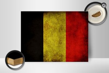 Drapeau panneau en bois 40x30cm drapeau Belgique 2