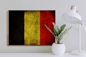 Drapeau panneau en bois 40x30cm drapeau Belgique 3