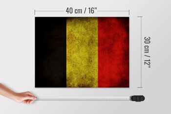 Drapeau panneau en bois 40x30cm drapeau Belgique 4