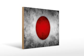 Drapeau panneau en bois 40x30cm drapeau Japon 1