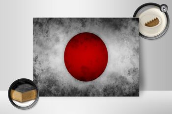 Drapeau panneau en bois 40x30cm drapeau Japon 2