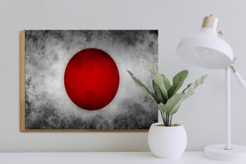 Drapeau panneau en bois 40x30cm drapeau Japon 3