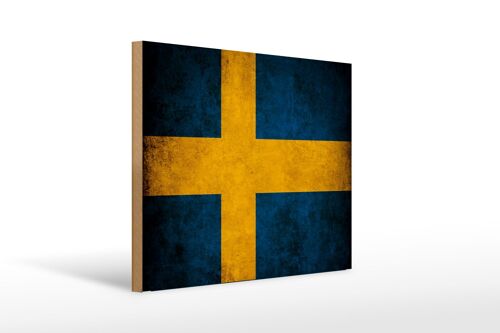 Holzschild Flagge 40x30cm Schweden Fahne