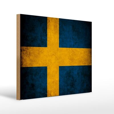 Wooden sign flag 40x30cm Sweden flag