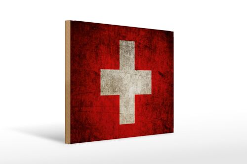 Holzschild Flagge 40x30cm Schweiz Fahne