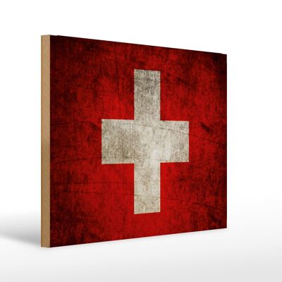Letrero de madera bandera 40x30cm Bandera de Suiza