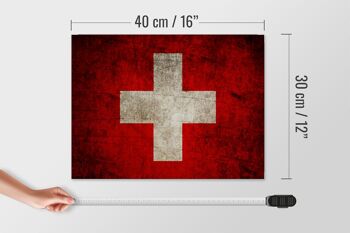 Drapeau panneau en bois 40x30cm drapeau Suisse 4