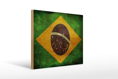 Holzschild Flagge 40x30cm Brasilien Geschenk