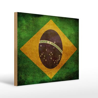 Letrero de madera bandera 40x30cm regalo Brasil