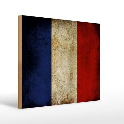 Cartello in legno bandiera 40x30cm Bandiera della Francia