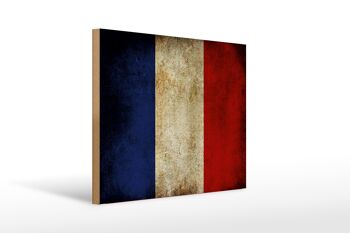 Drapeau panneau en bois 40x30cm drapeau France 1