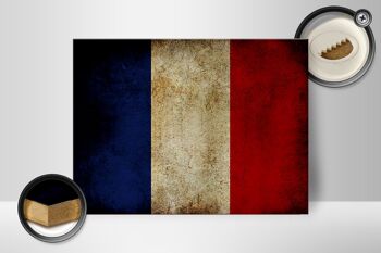Drapeau panneau en bois 40x30cm drapeau France 2