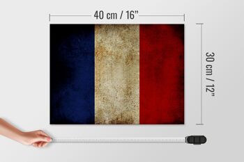 Drapeau panneau en bois 40x30cm drapeau France 4