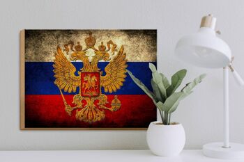 Drapeau en bois 40x30cm, drapeau russe, armoiries 3