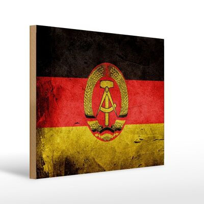 Bandera de madera 40x30cm Decoración de pared con bandera de la RDA