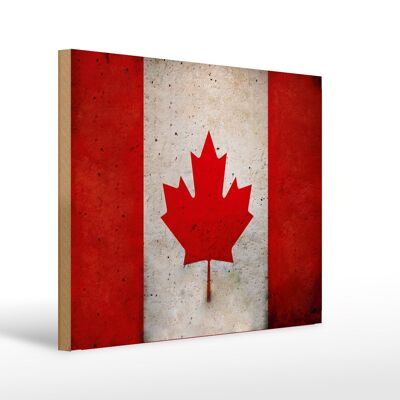Cartello in legno bandiera 40x30 cm Decorazione murale bandiera canadese