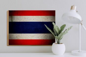 Drapeau en bois 40x30cm, drapeau de thaïlande, décoration murale 3