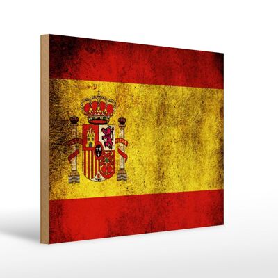 Cartello in legno bandiera 40x30 cm Bandiera della Spagna