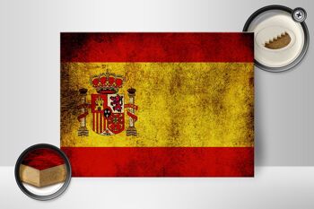 Drapeau panneau en bois 40x30cm drapeau Espagne 2