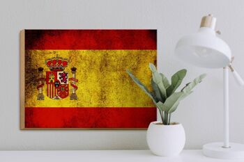 Drapeau panneau en bois 40x30cm drapeau Espagne 3