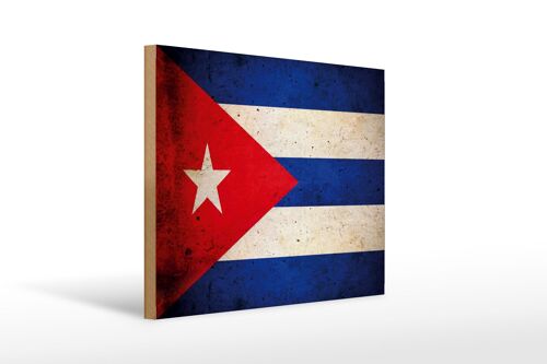 Holzschild Flagge 40x30cm Kuba Cuba Fahne