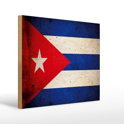 Bandera cartel madera 40x30cm Cuba Bandera de Cuba