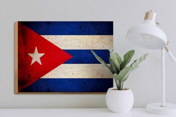 Drapeau panneau en bois 40x30cm Cuba drapeau Cuba 3