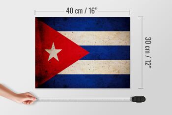 Drapeau panneau en bois 40x30cm Cuba drapeau Cuba 4
