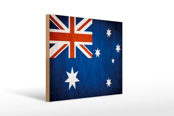 Drapeau panneau en bois 40x30cm drapeau Australie 1