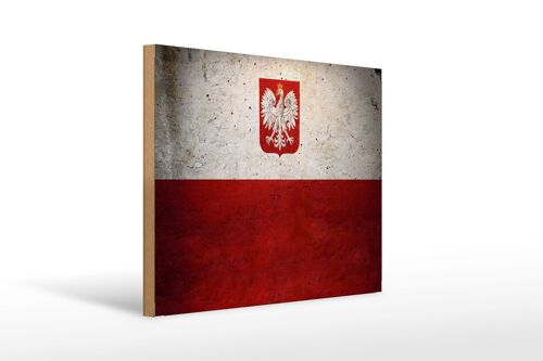 Holzschild Flagge 40x30cm Polen Fahne Wanddeko