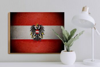 Drapeau en bois 40x30cm, drapeau autrichien, armoiries 3
