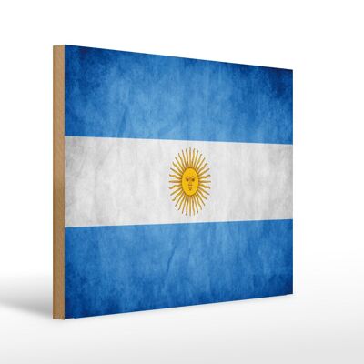 Letrero de madera bandera 40x30cm Bandera Argentina