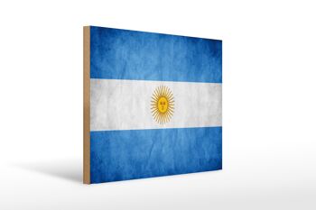 Drapeau panneau en bois 40x30cm drapeau Argentine 1