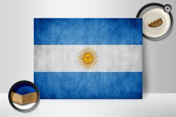 Drapeau panneau en bois 40x30cm drapeau Argentine 2