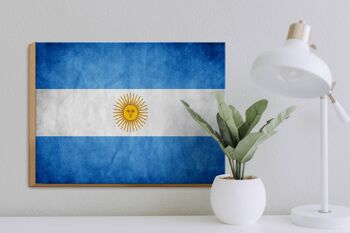 Drapeau panneau en bois 40x30cm drapeau Argentine 3