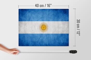 Drapeau panneau en bois 40x30cm drapeau Argentine 4